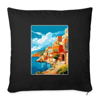 Crète Grèce Affiche de voyage vintage WPA Souvenir - Housse de coussin décorative 45 x 45 cm - noir - Devant