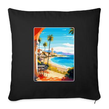 Costa Del Sol Spanien Vintage Reiseplakat Souvenir - Sofakissenbezug 45 x 45 cm - Schwarz - Vorne