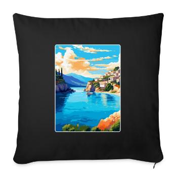 Crète Grèce Affiche de voyage vintage WPA Souvenir - Housse de coussin décorative 45 x 45 cm - noir - Devant
