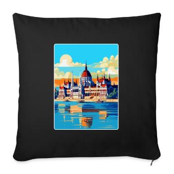 Budapest Hongrie Affiche de voyage vintage souvenir - Housse de coussin décorative 45 x 45 cm - noir - Devant
