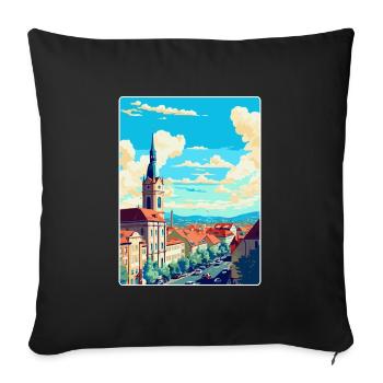 Stuttgart Allemagne Poster de voyage vintage souvenir - Housse de coussin décorative 45 x 45 cm - noir - Devant