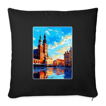 Cracovie Pologne Affiche de voyage vintage WPA Souvenir - Housse de coussin décorative 45 x 45 cm - noir - Devant