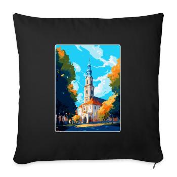 Bialystok Pologne Vintage Voyage Poster Art Mural - Housse de coussin décorative 45 x 45 cm - noir - Devant