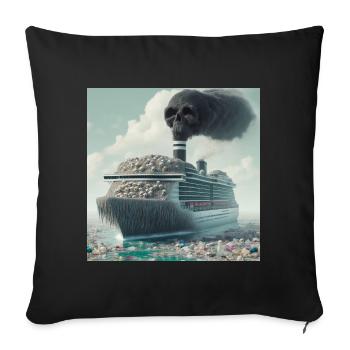 Schiffreisen Umweltschutz - Sofakissenbezug 45 x 45 cm - Schwarz - Vorne