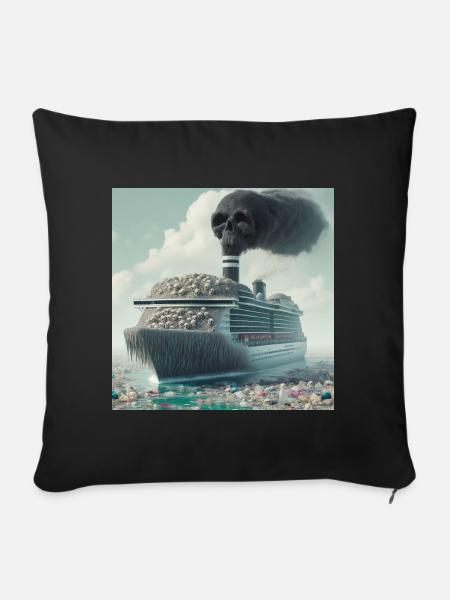 Schiffreisen Umweltschutz - Sofakissenbezug 45 x 45 cm - Schwarz
