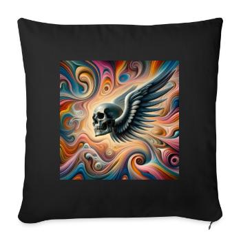 Skull with wings (colorful) - Sofa pillowcase 17,3'' x 17,3'' (45 x 45 cm) - black - Front