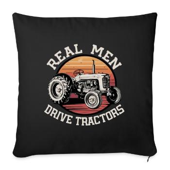 De vrais hommes conduisant des tracteurs - Housse de coussin décorative 45 x 45 cm - noir - Devant
