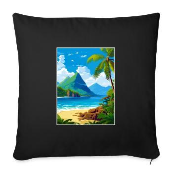 Saint Lucia Caribbean Vintage Travel Poster - Sofa pillowcase 17,3'' x 17,3'' (45 x 45 cm) - black - Front
