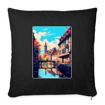 Strasbourg France Vintage Travel Poster Souvenir - Sofa pillowcase 17,3'' x 17,3'' (45 x 45 cm) - black - Front