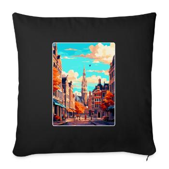 Brussels Belgium Vintage Travel Poster Souvenir - Sofa pillowcase 17,3'' x 17,3'' (45 x 45 cm) - black - Front