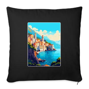 Amalfi Italie Affiche de voyage vintage WPA Souvenir - Housse de coussin décorative 45 x 45 cm - noir - Devant
