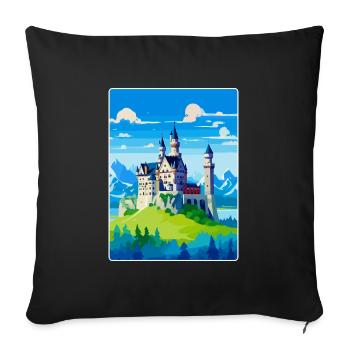 Neuschwanstein Germany Vintage Travel Poster WPA - Sofa pillowcase 17,3'' x 17,3'' (45 x 45 cm) - black - Front