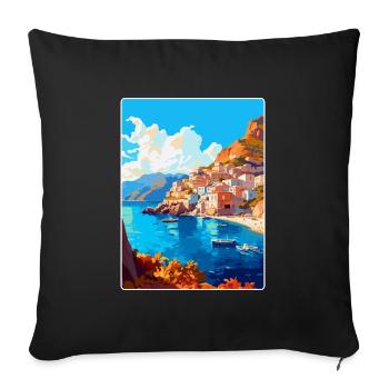 Karpathos Grèce Affiche de voyage vintage souvenir - Housse de coussin décorative 45 x 45 cm - noir - Devant