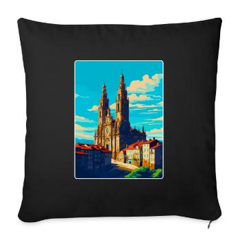 Santiago De Compostela Spain Vintage Travel Poster - Sofa pillowcase 17,3'' x 17,3'' (45 x 45 cm) - black - Front