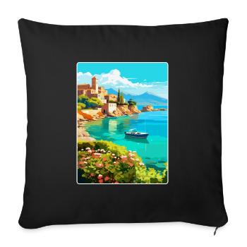 Crète Grèce Affiche de voyage vintage WPA Souvenir - Housse de coussin décorative 45 x 45 cm - noir - Devant
