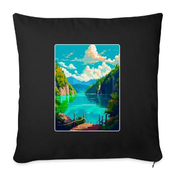 Nationalpark Plitvicer Seen Kroatien Reiseplakat - Sofakissenbezug 45 x 45 cm - Schwarz - Vorne