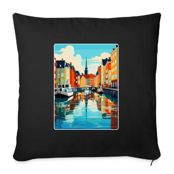 Copenhague, Danemark, Affiche de voyage vintage souvenir - Housse de coussin décorative 45 x 45 cm - noir - Devant