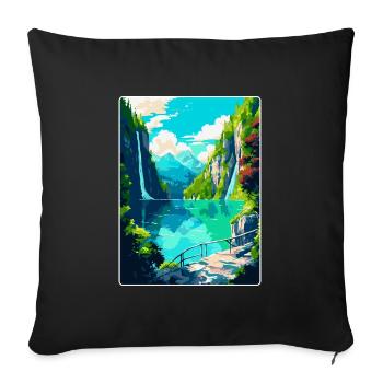 Nationalpark Plitvicer Seen Kroatien Reiseplakat - Sofakissenbezug 45 x 45 cm - Schwarz - Vorne