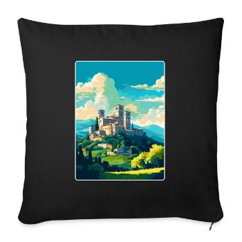 Assise, Italie, Affiche de voyage vintage, WPA, Souvenir - Housse de coussin décorative 45 x 45 cm - noir - Devant