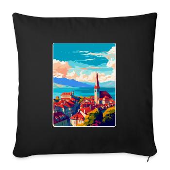 Lausanne Switzerland Vintage Travel Poster WPA Art - Sofa pillowcase 17,3'' x 17,3'' (45 x 45 cm) - black - Front