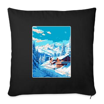 Méribel France Affiche de voyage vintage Souvenir WPA - Housse de coussin décorative 45 x 45 cm - noir - Devant