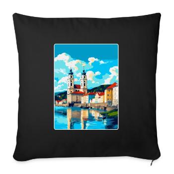 Passau Germany Vintage Travel Poster Souvenir WPA - Sofa pillowcase 17,3'' x 17,3'' (45 x 45 cm) - black - Front