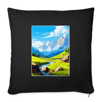 Picos De Europa National Park Spain Travel Poster - Sofa pillowcase 17,3'' x 17,3'' (45 x 45 cm) - black - Front