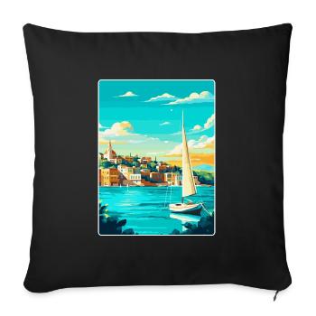Ibiza Spain Vintage Travel Poster WPA Art Souvenir - Sofa pillowcase 17,3'' x 17,3'' (45 x 45 cm) - black - Front