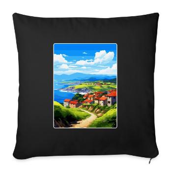 Basque Country Spain Vintage Travel Poster WPA Art - Sofa pillowcase 17,3'' x 17,3'' (45 x 45 cm) - black - Front