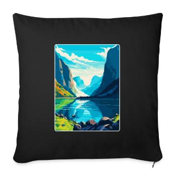 The Fjords Norway Vintage Travel Poster Souvenir - Sofa pillowcase 17,3'' x 17,3'' (45 x 45 cm) - black - Front
