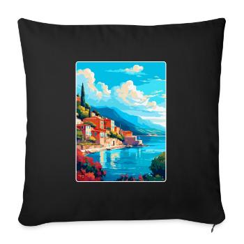 Kefalonia Greece Vintage Travel Poster Souvenir - Sofa pillowcase 17,3'' x 17,3'' (45 x 45 cm) - black - Front