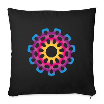 Yoga Verlauf Mandala Meditation bunt farbenfroh - Sofakissenbezug 45 x 45 cm - Schwarz - Vorne