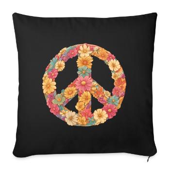Fleure love and peace - Sofa pillowcase 17,3'' x 17,3'' (45 x 45 cm) - black - Front