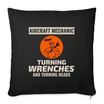 Fluggerätmechaniker Luftfahrtwartungstechniker - Sofakissenbezug 45 x 45 cm - Schwarz - Vorne