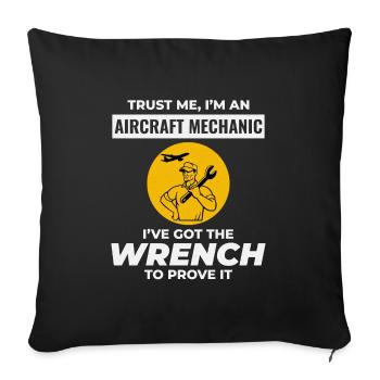 Mécanicien d’aéronefs Technicien d’entretien aéronautique - Housse de coussin décorative 45 x 45 cm - noir - Devant