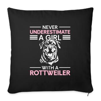 Chien Rottie Amour de chien - Housse de coussin décorative 45 x 45 cm - noir - Devant