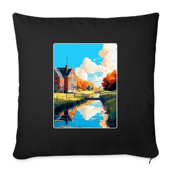 Uitgeest Netherlands Vintage Travel Poster WPA Art - Sofa pillowcase 17,3'' x 17,3'' (45 x 45 cm) - black - Front