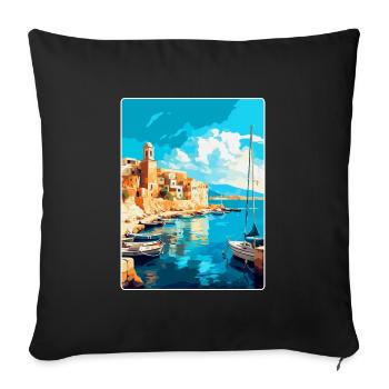 Heraklion Greece Vintage Travel Poster Souvenir - Sofa pillowcase 17,3'' x 17,3'' (45 x 45 cm) - black - Front