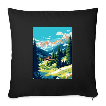 Gstaad Switzerland Vintage Travel Poster Souvenir - Sofa pillowcase 17,3'' x 17,3'' (45 x 45 cm) - black - Front