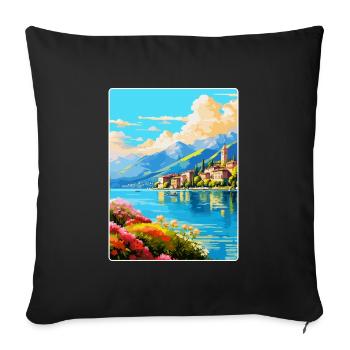 Comer See Italien Vintage Reiseplakat Souvenir WPA - Sofakissenbezug 45 x 45 cm - Schwarz - Vorne