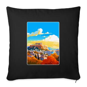 Athens Greece Vintage Travel Poster WPA Souvenir - Sofa pillowcase 17,3'' x 17,3'' (45 x 45 cm) - black - Front