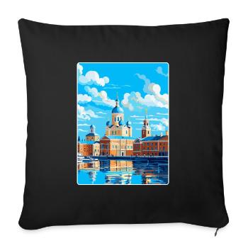 Helsinki Finlande Affiche de voyage vintage souvenir - Housse de coussin décorative 45 x 45 cm - noir - Devant