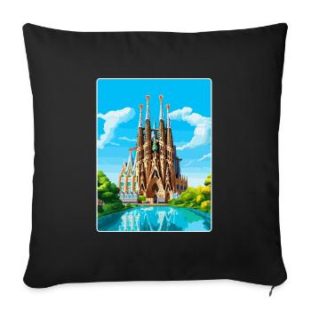 Barcelone Espagne Affiche de voyage vintage Souvenir WPA - Housse de coussin décorative 45 x 45 cm - noir - Devant