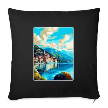 Lugano Suisse Affiche de voyage vintage souvenir - Housse de coussin décorative 45 x 45 cm - noir - Devant
