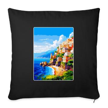 Amalfi Italie Affiche de voyage vintage WPA Souvenir - Housse de coussin décorative 45 x 45 cm - noir - Devant