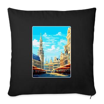 Brussels Belgium Vintage Travel Poster Souvenir - Sofa pillowcase 17,3'' x 17,3'' (45 x 45 cm) - black - Front