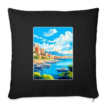 Monaco French Riviera France Vintage Travel Poster - Sofa pillowcase 17,3'' x 17,3'' (45 x 45 cm) - black - Front