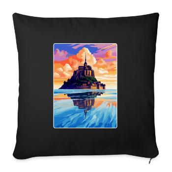 Mont Saint Michel France Vintage Travel Poster WPA - Sofa pillowcase 17,3'' x 17,3'' (45 x 45 cm) - black - Front