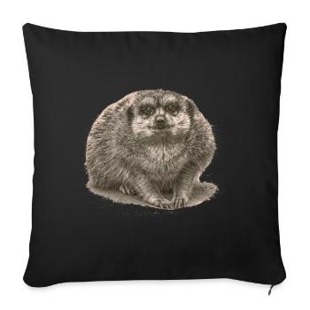 Erdmännchen sitzt im Sand - Sofakissenbezug 45 x 45 cm - Schwarz - Vorne