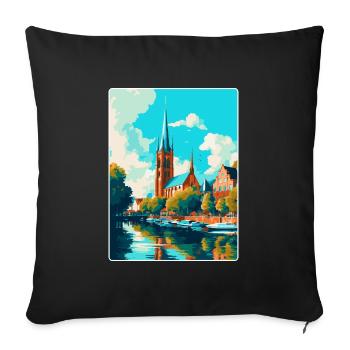 Affiche de voyage vintage de Lübeck Allemagne Souvenir WPA - Housse de coussin décorative 45 x 45 cm - noir - Devant
